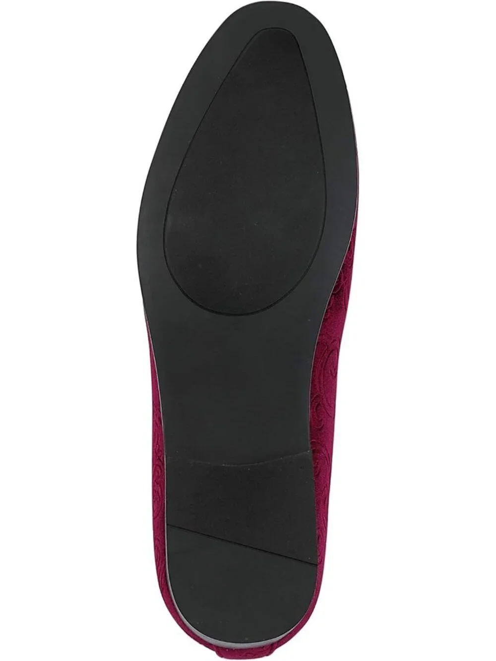Amali Men's Burgundy Paisley Embossed Velvet Loafers Trim Slip On Tuxedo Shoes
